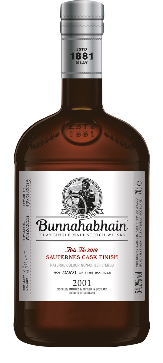 Bunnahabhain Whisky The Third Bunnahabhain Feis Ile Release Is A 01 Sauternes Finish The Last Of A Set Of Three Sauternes Hogsheads Maturing In Our Coastal Warehouses We Are Delighted