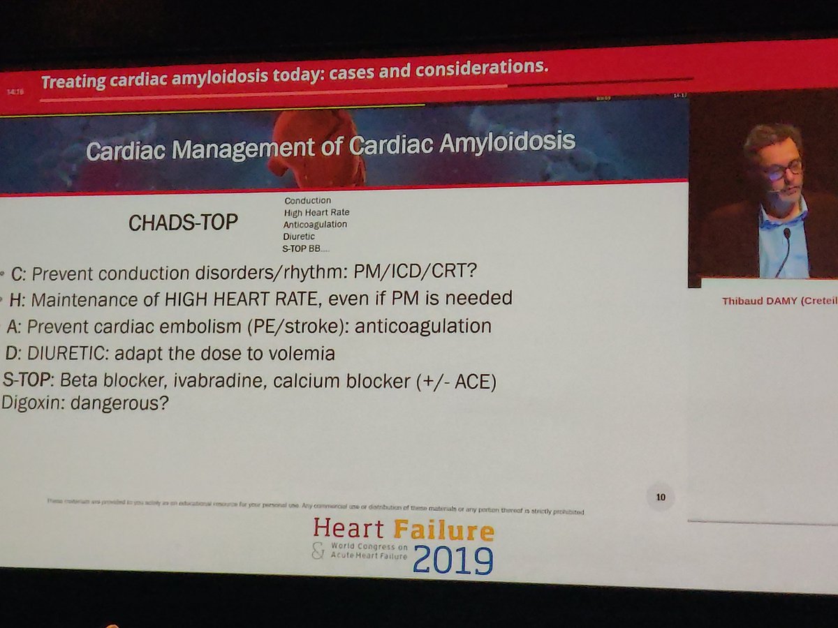 Key points in Management of Cardiac Amyloidosis: CHADS-TOP by @ThibaudDamy #HeartFailure2019