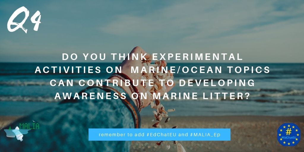 MALIA_Eplus's tweet photo. ➡️Q4️⃣: Do you think experimental activities on marine/ocean topics 🌊 can contribute to developing awareness on #marinelitter?

#QEdChatEU #EdChatEU #MALIA_Ep https://t.co/e1elvEuyv8