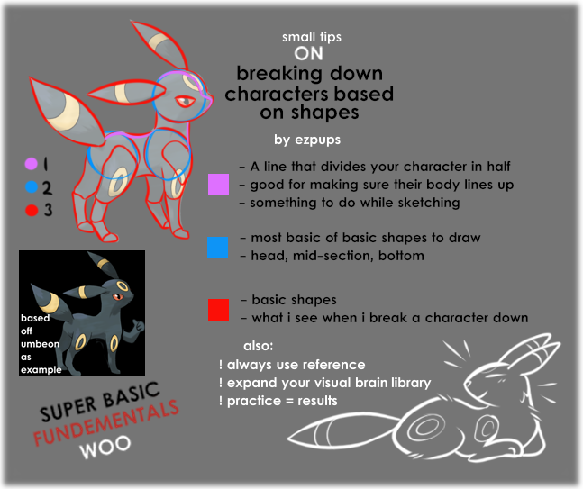 ezpups's tweet photo. some simple small art tips on characters and finding shapes in them based on their anatomy 🎨 mostly just teaching one of my friends but created a beginner tutorial for it, enjoy! #tutorial #art_tutorial https://t.co/X65Pfdt06G