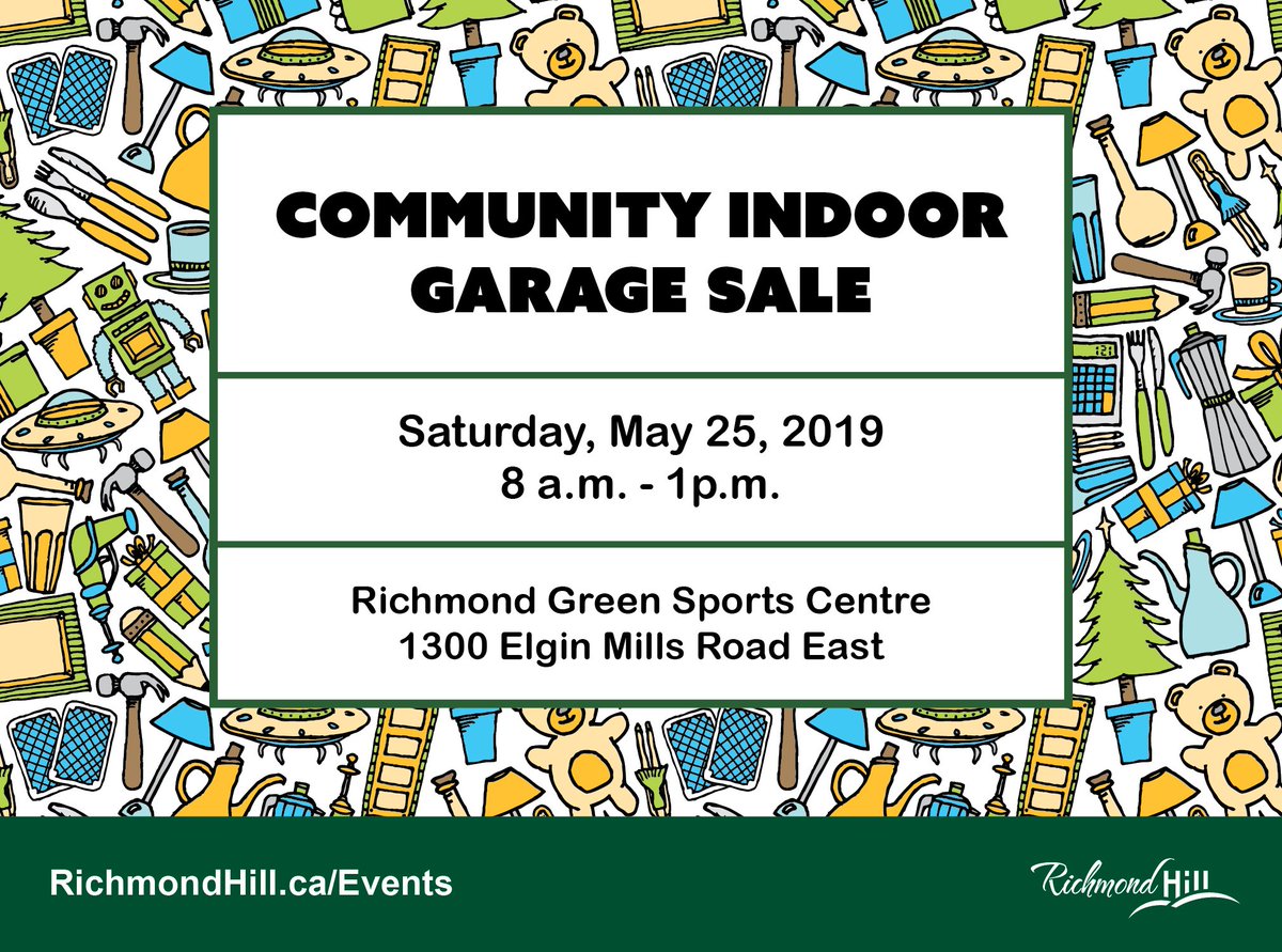 Looking forward to seeing everyone at the indoor garage sale today at Richmond Green! We're here until 1 p.m.