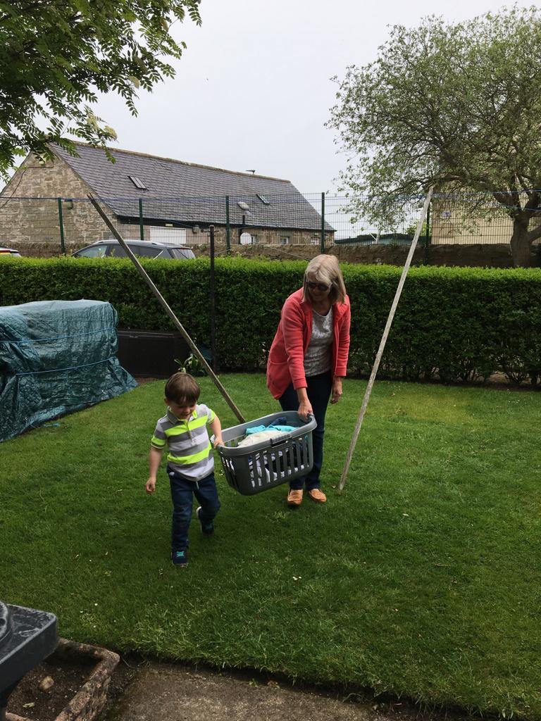 jomcd80's tweet photo. @mattocks_ps Riley helping Nana to bring in the washing this morning when it started to rain #MM4mattocks https://t.co/6c1goYTyyY
