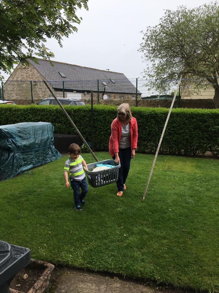 jomcd80's tweet photo. @mattocks_ps Riley helping Nana to bring in the washing this morning when it started to rain #MM4mattocks https://t.co/6c1goYTyyY