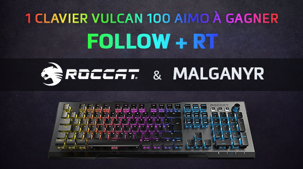A l'occasion de la #NexusCup
C'est l'occasion de faire gagner un clavier Vulcan <a href="/ROCCATFrance/">Turtle Beach France (ex ROCCAT)</a>
Pour participer au tirage au sort,
il suffit de follow <a href="/ROCCATFrance/">Turtle Beach France (ex ROCCAT)</a> + <a href="/Malganyr/">Malganyr</a> 
TAS semaine du 3 juin