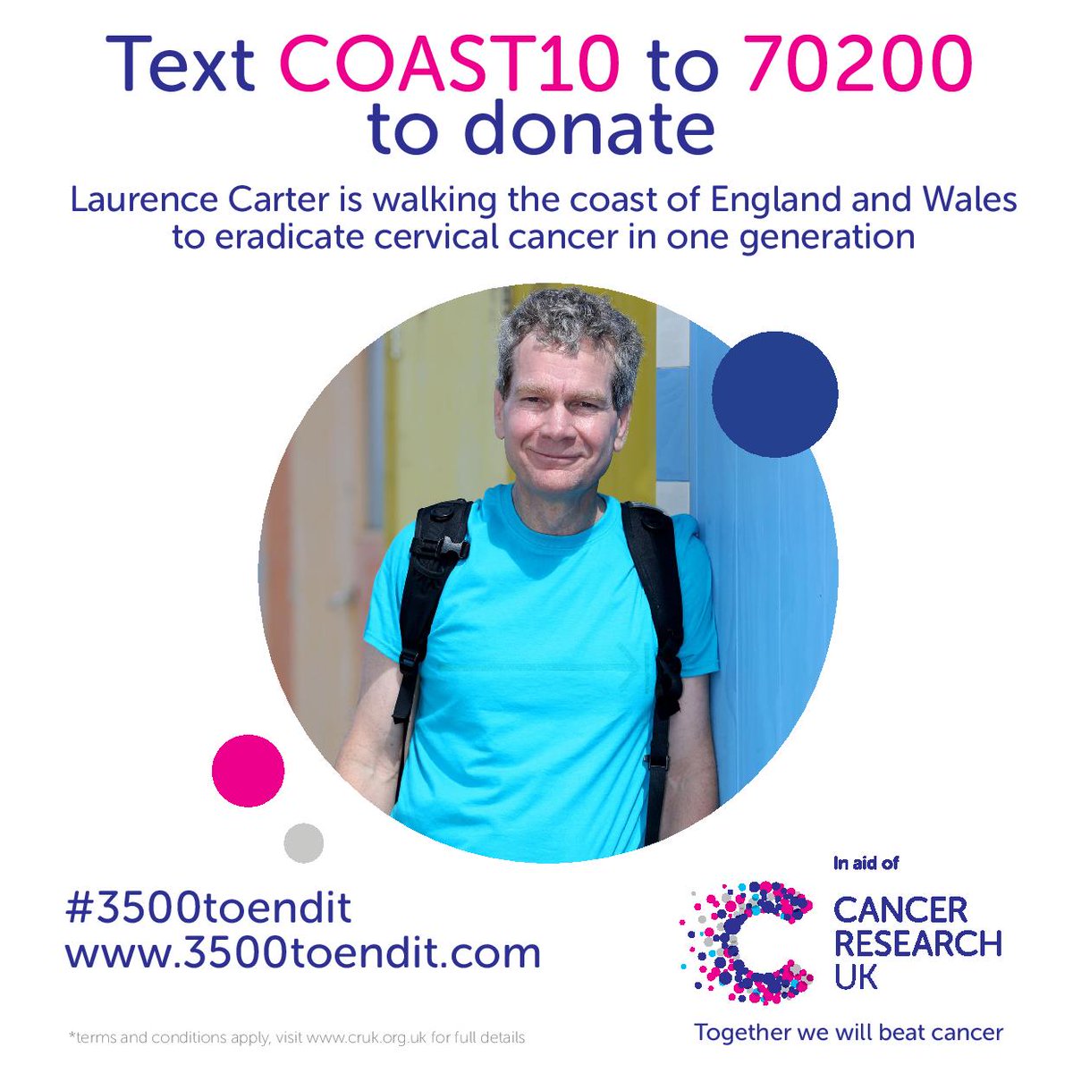 3500 To End It (@3500toendit) on Twitter photo Less than a month until I finish my walk. Not taking ferries, getting lost a few times, & diversions to pubs will make it 4,200 miles rather than 3,500! Please could you all RT this to share my #eradicatecervicalcancer message & raise as much as possible for <a href="/CR_UK/">Cancer Research UK</a>? Thank you ❤️ Less than a month until I finish my walk. Not taking ferries, getting lost a few times, & diversions to pubs will make it 4,200 miles rather than 3,500! Please could you all RT this to share my #eradicatecervicalcancer message & raise as much as possible for <a href="/CR_UK/">Cancer Research UK</a>? Thank you ❤️