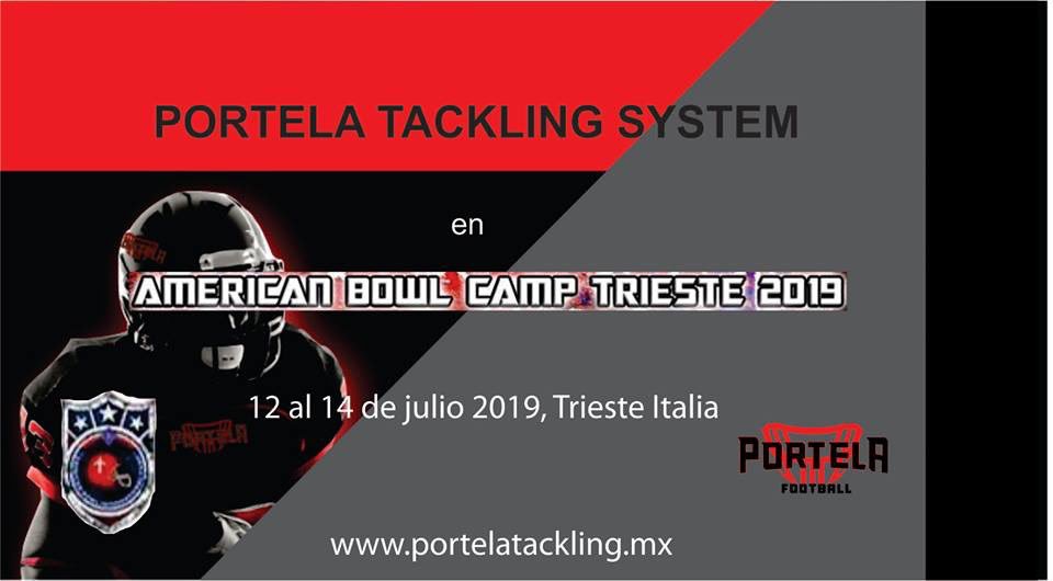 Portela Tackling System estará impartiendo clínica de Tackleo  en el American Bowl International Camp, en Trieste Italia, del 12 al 14 de julio