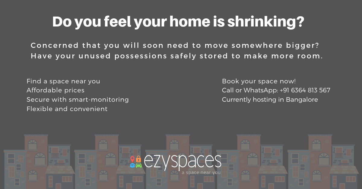 ezyspaces's tweet photo. Rent affordable and secure self-storage at a location near you. Short-term and long-term with minimum hassle & maximum flexibility.#Ezyspaces #selfstorage #bangalore #bangalorespaces #bangalorerentals #locality #storesmart #cheapstorage #localstorage #officestorage #homestorage https://t.co/o9ZVux5YuH