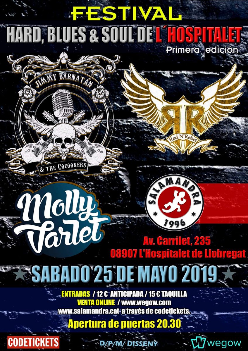 Hoy!!! Se celebra en la @sala_salamandra el 1er Festival de Hard, Blues &amp; Soul con <a href="/JimmyBarnatan/">Jimmy Barnatán Oficial</a> &amp; The Cocooners y <a href="/jayblackstar/">Jay Blackstar</a> 
No podeis faltar! 🦄❤️