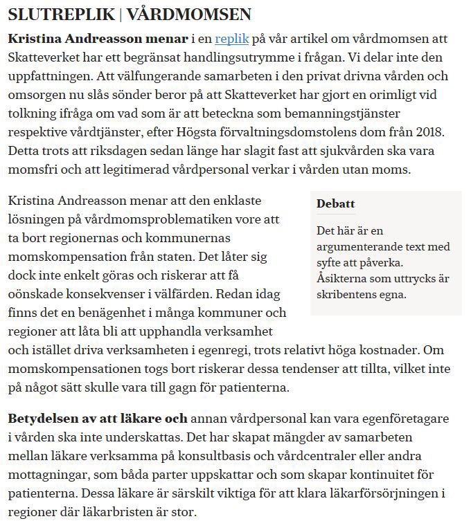 Vardforetagarna's tweet photo. När Skatterättsnämnden i förhandsbeskeden går på Skatteverkets linje måste regering och riksdag nu agera snabbt! Läkare som verkar på konsultbasis är viktiga för att klara läkarförsörjningen i regioner där läkarbristen är stor https://t.co/RmuyFxndzw #vårdpol #svpol #vårdmoms https://t.co/Kf3UXheBFI