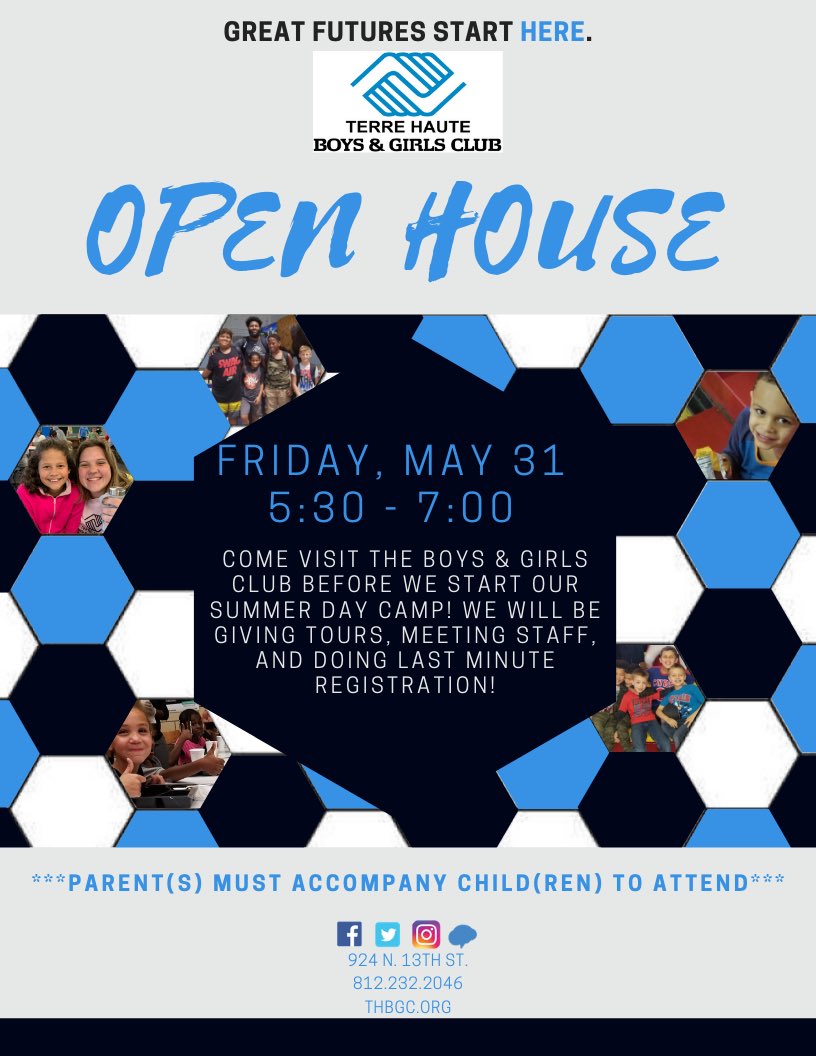 TerreHaute_BGC's tweet photo. Don’t miss out on the chance to meet staff, take a tour, and sign up for Summer Camp! There will also be FREE popcorn, and @konaiceofterrehaute will be there with some sweet treats! 😋 We hope to see you there!!!
•
•
#THBGC https://t.co/iJFD0bxUmO