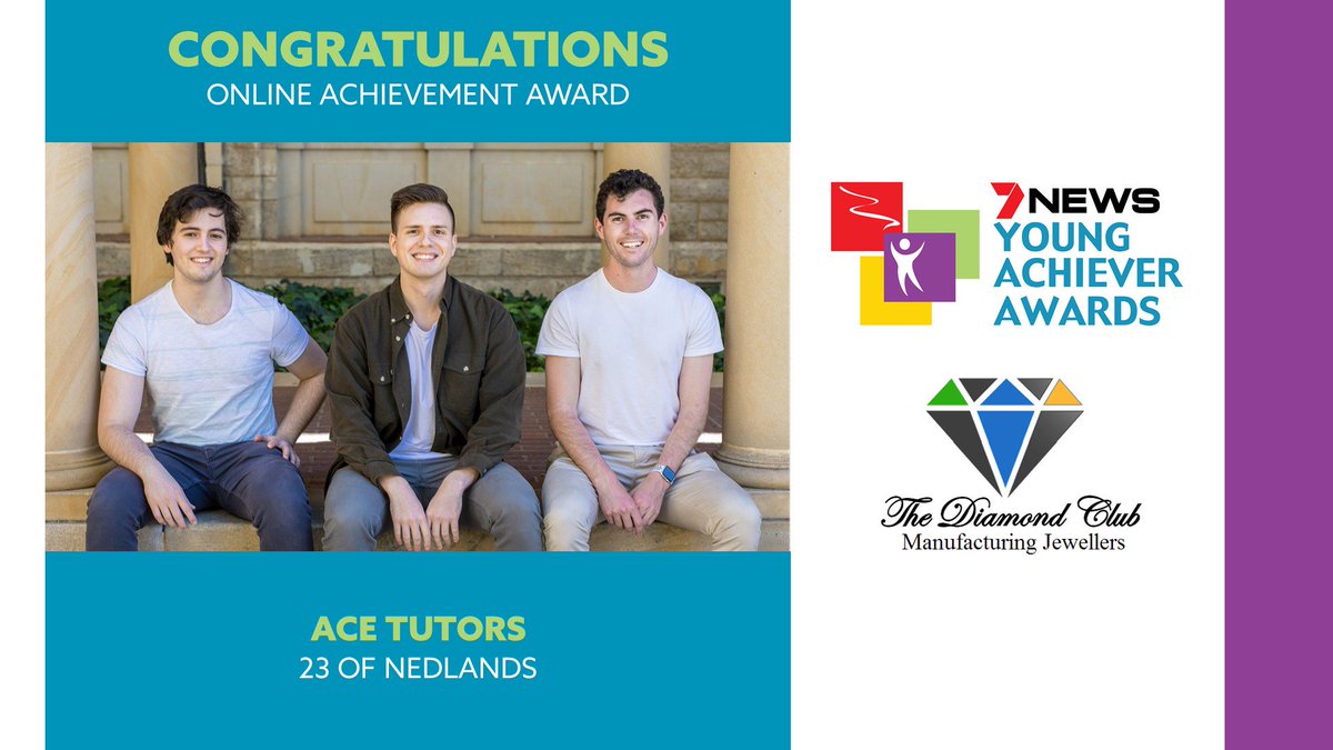 7NEWS Young Achiever Awards WA (@wayoungachiever) on Twitter photo 🏆 Congratulations to the winner of the <a href="/DiamondClubPE/">The Diamond Club</a> Online Achievement Award, ACE Tutors!
#WAYAA 🏆 Congratulations to the winner of the <a href="/DiamondClubPE/">The Diamond Club</a> Online Achievement Award, ACE Tutors!
#WAYAA