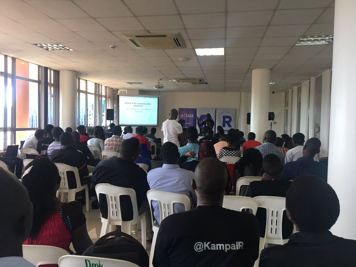 alekisii's tweet image. @wilbrodnk talking about using R for reproducible research.  How to make data, code, methods &amp;amp;findngs available for others to reproduce your findings. Very insightful! #reproducibledata #SatRDayKla @akawala_kano @AfricaRUsers @kampalR @OutboxHub