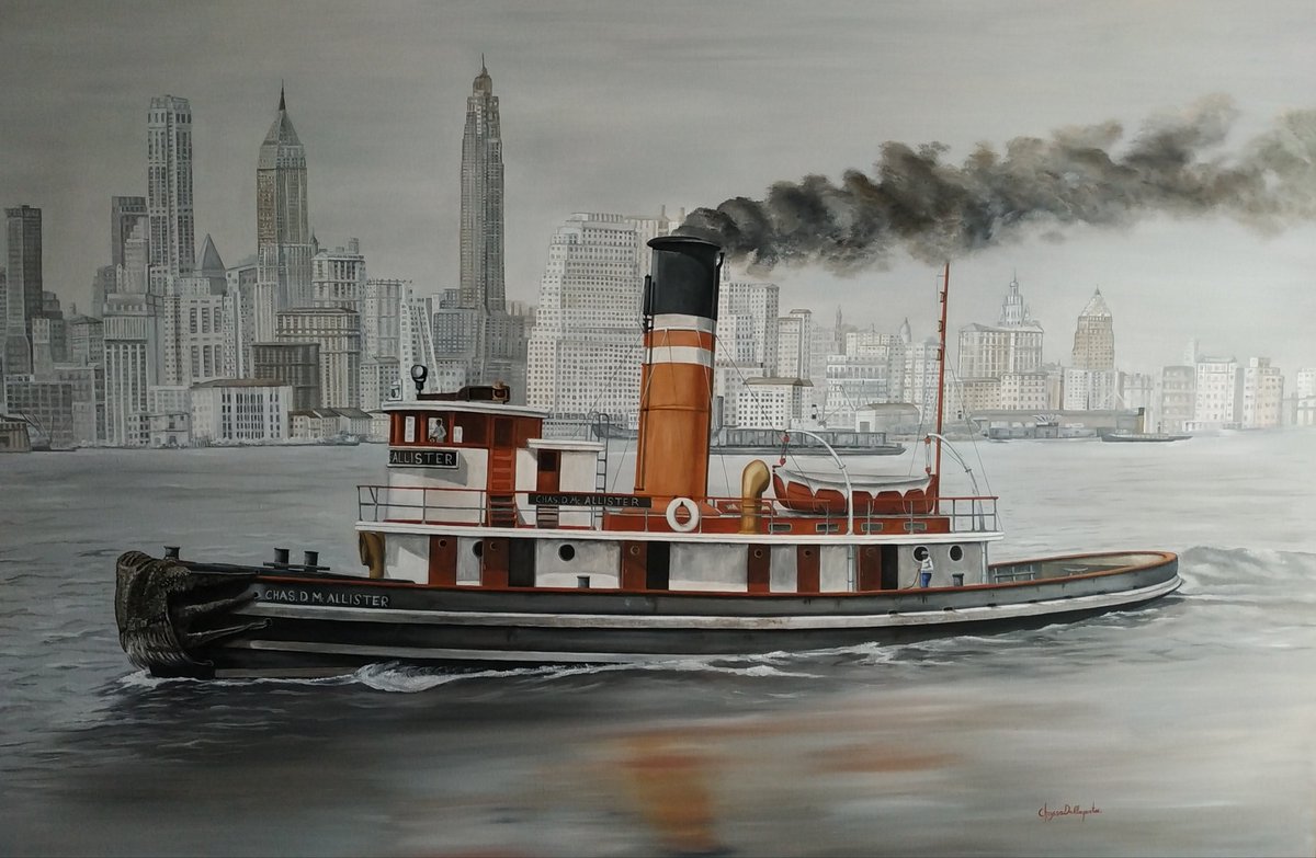 crisadelaporta's tweet photo. My #painting #oiloncanvas #marinepainting #chryssadelaporta #tugboat #NewYork #marineartist https://t.co/xHVMAPnE6B