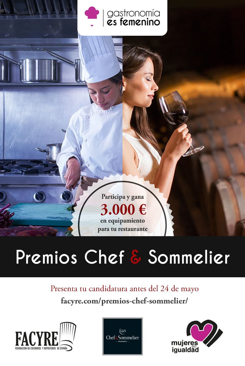 💰 Participa y gana 3.000€ en equipamientos para tu restaurante.

🎈 Los premios @chefsommelier nacen con el objetivo de reconocer la trayectoria profesional de las chefs y sumilleres en España. facyre.com/premios-chef-s…