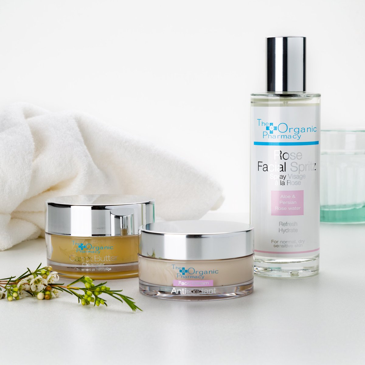 organicpharmacy's tweet photo. Cleanse, tone and moisturise your way to healthy, happy skin! Our best selling Carrot Butter Cleanser, Rose Facial Spritz and Antioxidant Face Cream are the trio you need all year long. https://t.co/GAyQgCuIiF https://t.co/jB7hZ5FrE5