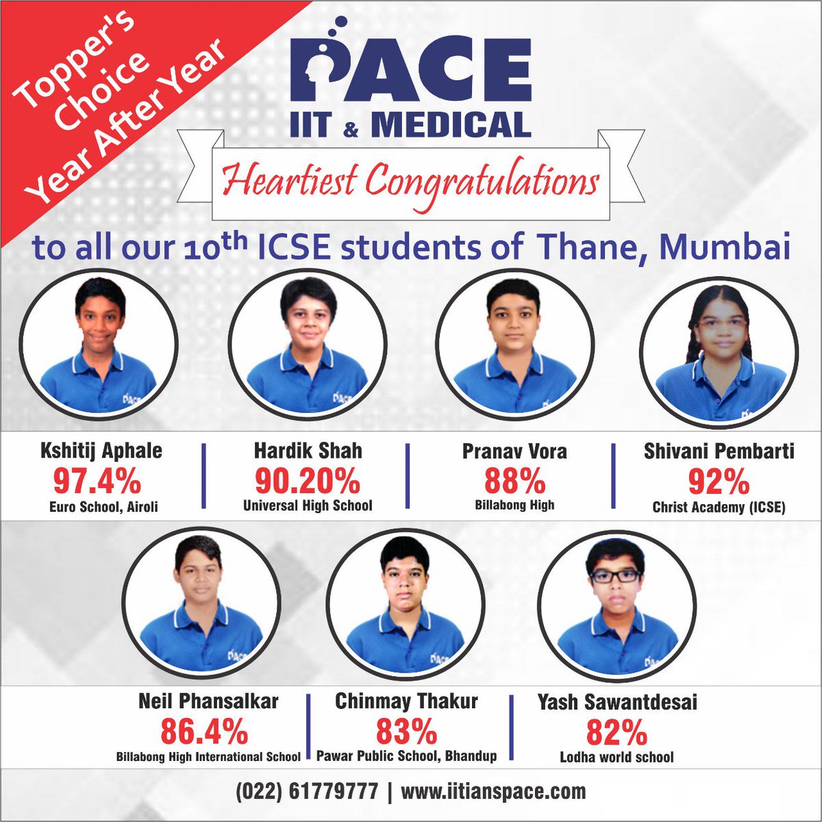 IITians_PACE's tweet photo. Heartiest congratulations to all our 10th ICSE board exams students for acing their exams.
PACE has always being topper's choice year after year as their guidance buddy.
Our toppers from PACE THANE Centre.
#ICSEToppers #10thToppers #ThaneCentre #ToppersChoice https://t.co/DxMwEnLNnS