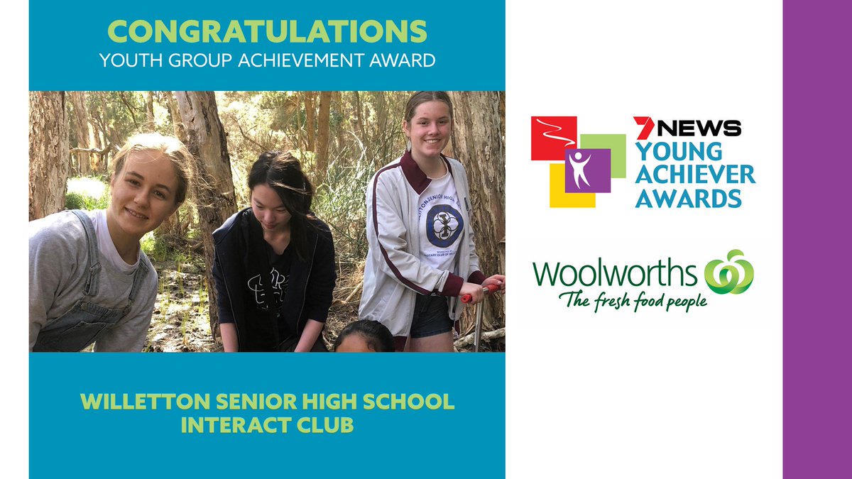 7NEWS Young Achiever Awards WA (@wayoungachiever) on Twitter photo 🏆 Congratulations to Willetton Senior High School Interact Club, the Winner of the <a href="/woolworths/">Woolworths</a> Youth Group Achievement Award!
#WAYAA 🏆 Congratulations to Willetton Senior High School Interact Club, the Winner of the <a href="/woolworths/">Woolworths</a> Youth Group Achievement Award!
#WAYAA