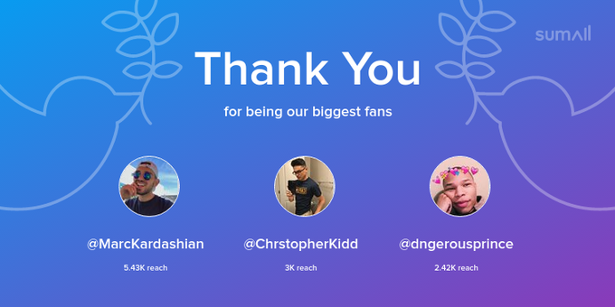 Our biggest fans this week: MarcKardashian, ChrstopherKidd, dngerousprince. Thank you! via https://t<a href="/tag/blacklivesmatters"class="tags"><span>#blacklivesmatters</span></a>