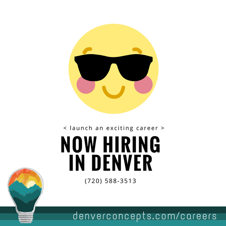 DenverConcepts's tweet photo. Do you know any charismatic people 😎 who live in Denver looking for an awesome career in business? Let them know that Denver Concepts is hiring! https://t.co/6QDtksCgaJ https://t.co/F6tZAGkMXc