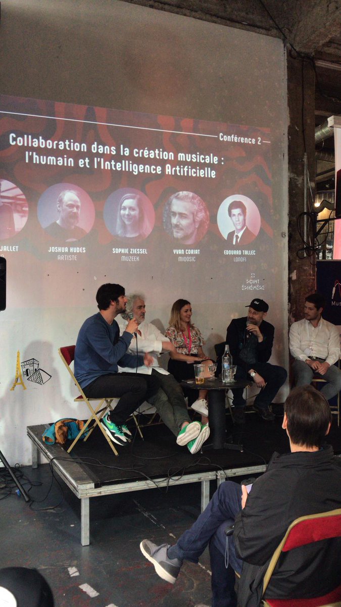 WeAreKlox's tweet image. Très chouette après-midi au @PointEphemere pour @MusicUpEvent avec des conférences sur les nouvelles pratiques musicales et l'intelligence artificielle. Ça se poursuit en ce moment avec des concerts! 🎤