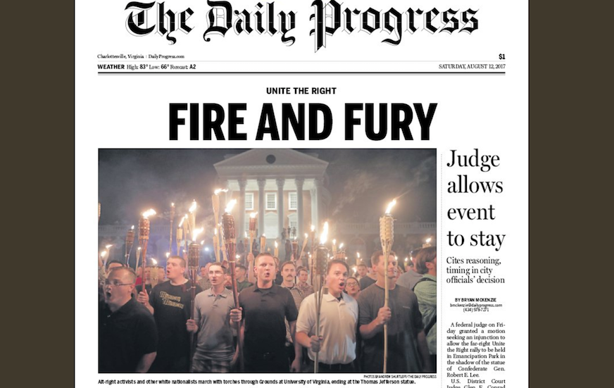 Trinity4Freedom's tweet photo. @wvjoe911 Why are hoods allowed? This seems unlawful. What happened to the bold, brave, and proud #WhiteFaces of #HateSpeech ? Oh yeah. Identification hurts. Soon, at the rally's too? https://t.co/XXvMNWONSx