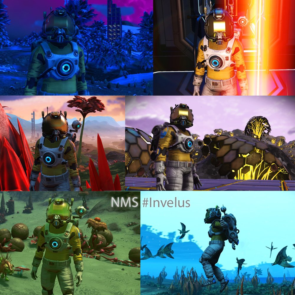 UnityTransmit's tweet photo. Quick NMS Collage. So many worlds. So little time. #NMS #NoMansSky #Invelus @AmericnP @ArtsyTraveller https://t.co/VgYkIJpznu