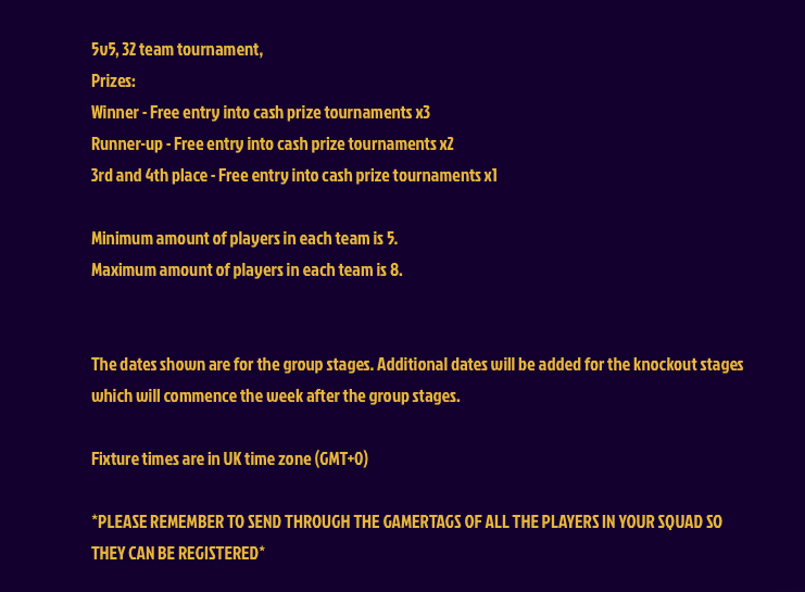 ANNOUNCEMENT!! We are launching our FREE tournaments for our player and teams to get a one of a kind experience playing in @DFLOfficial_ . Be the first to claim your title as the best at Pro Clubs. Of course we have prizes for 5v5 and 11v11 you because that's what we do!