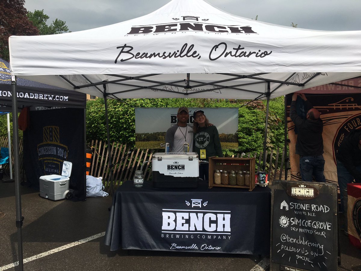benchbrewing's tweet photo. Catch the #BenchBrigade pouring cold #BenchBrewing brews all day at the Albino Rhino Festival! Come say hello 👋🏼 #OntarioCraftBeer #DrinkCraft #DrinkLocal https://t.co/yeoA8qebr6