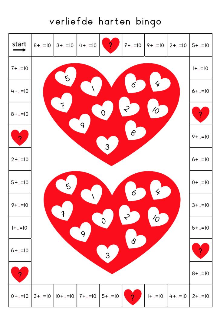Bingo om te oefenen met de verliefde harten. Geschikt voor groep 3. 
lesmateriaalmiranda.blogspot.com/2019/05/verlie…
