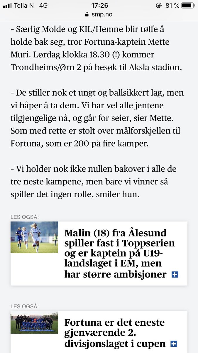 Enorm start på sesongen for Fortuna!!! Med 200 plussmål på fire kamper hittil er 2.div muligens et litt lavt nivå <a href="/SMPkristian/">Kristian Stenerud</a> 😀