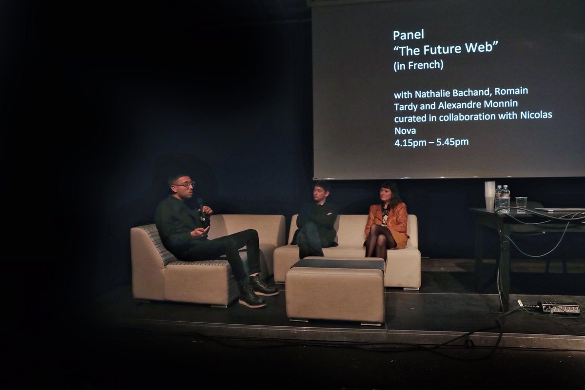 mappingfestival's tweet photo. // FORUM // Panel 2 "the future web" avec @Nathalie_Bach @romain_tardy, @aamonnz et @nicolasnova 🔮💻
📸: @the_NMH https://t.co/jZTQjPv1fc