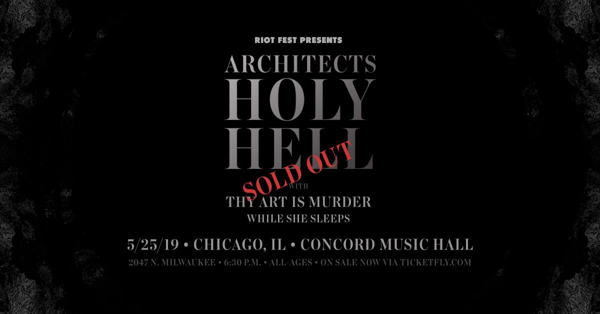 ConcordHall's tweet photo. 🔥 TONIGHT! 🔥
ARCHITECTS​ at Concord Music Hall
w/ Thy Art Is Murder​, While She Sleeps
**SOLD OUT** :: 6:30pm Doors :: All Ages
Show Info: https://t.co/9RYi19z810 https://t.co/RDO3NqInNl