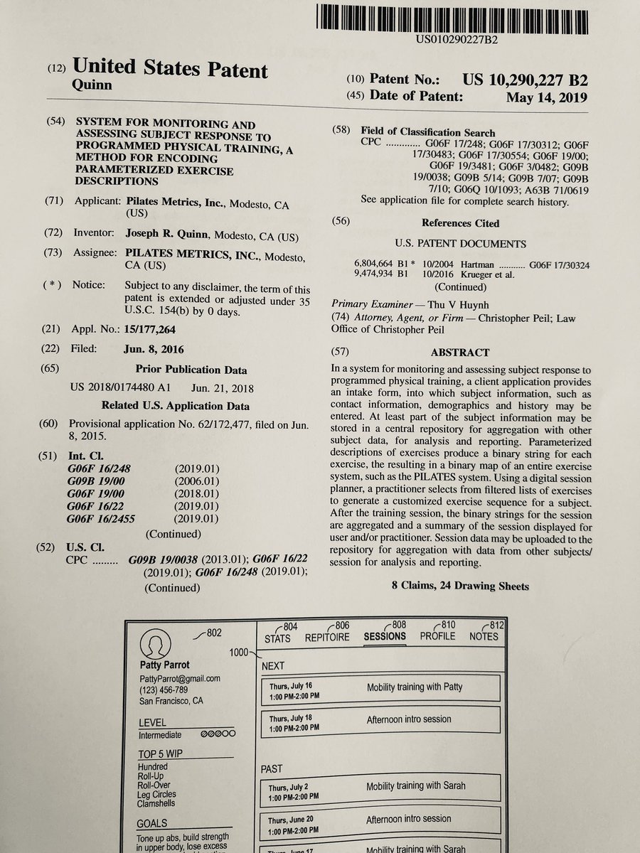 PilatesMetrics's tweet photo. We’re proud to announce that our technology is now proprietary. Thanks to all our team, our partners, and our wonderful subscribers who have helped us build what will only get better. #patent #USPTO #data #digitalhealth #pilates #analytics #healthcare #apps https://t.co/VJQ2Bh52by