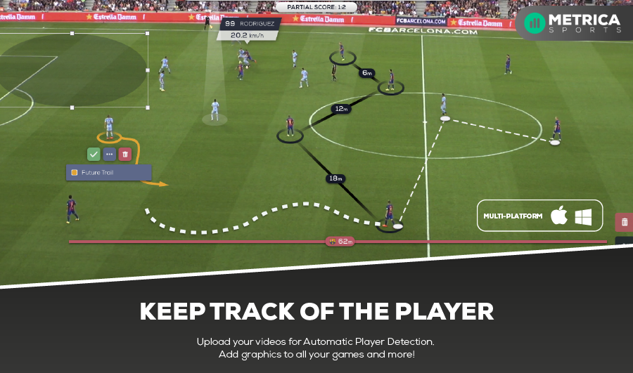 Upload your videos for Automatic Player Detection. Metrica Cloud, an online platform powered with our state-of-the-art Artificial Intelligence engine.  Add visualizations to all your games and more with just a few clicks. SEE MORE AT bit.ly/2wlzZBU