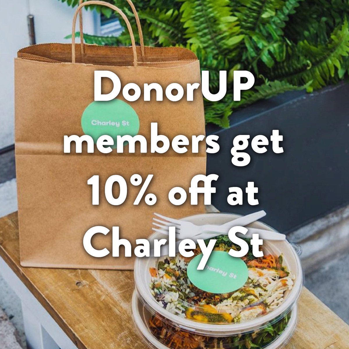 Brunch anyone? 🥗 🍴 🍾 ☀️ GET 10% off your next order at Charley St when you GIVE on DonorUP! 
#letsdonorup #weekendvibes #MemorialDayWeekend #brunch