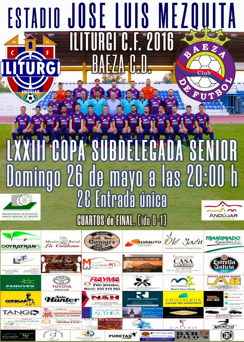 iliturgi_cf's tweet photo. Buenas tardes.

Mañana tenemos en el José Luis Mezquita la vuelta de Cuartos de final que se saldó con 0-1 en el feudo del Baeza

Además se sorteará un jamón y una equipación del club Verde y Blanca.

#somosazulgranas https://t.co/9zKdfAhpf7