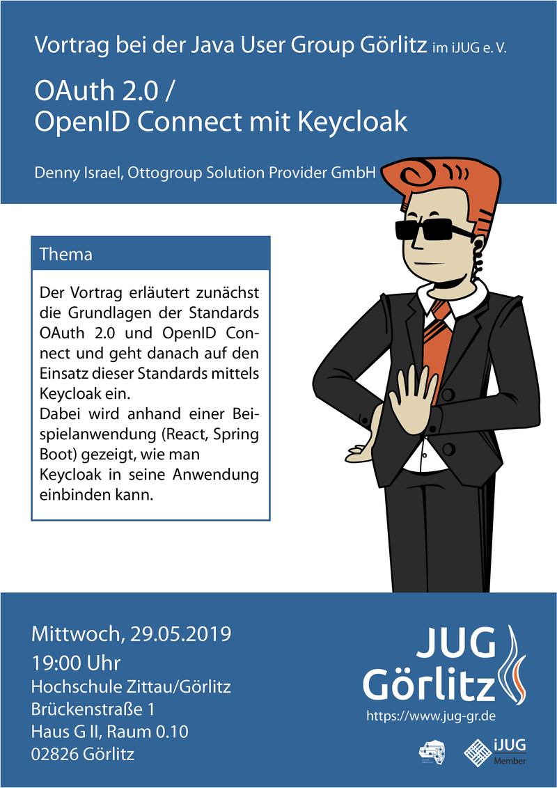 jug_gr's tweet photo. Hallo Java-Interessierte,
am nächsten Mittwoch geht's um das Thema #Security. Wie man mit #OAuth 2.0 und #OpenID-Connect seine #Services vor ungewollten Zugriffen schützen kann, erfahrt ihr beim Treff der @jug_gr in der @HochschuleZiGr von @sideisra. https://t.co/YteoTti6Tv