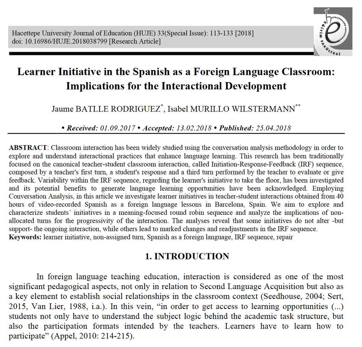 icopl2's tweet photo. #ReadBeforeYouMeet! #19 By #ICOPL2 presenter @Jaumebatlle (w/@Isabel_MWilster) on #learner initiiatives in the #Spanish as a Foreign Language #Classroom https://t.co/KzM3FYLqIb #discourse #interaction #teaching #learning #agency https://t.co/ixdBXa709g