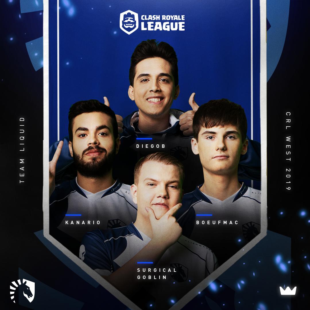 How many RT's for 🐴 <a href="/TeamLiquid/">Team Liquid</a>'s #CRLWest lineup?

<a href="/SurgicalGoblin/">Surgical Goblin</a>
<a href="/DiegoB_CR/">DiegoB</a>
<a href="/Boeufmac/">Boeufmac</a>
@G2KaNaRiOoo