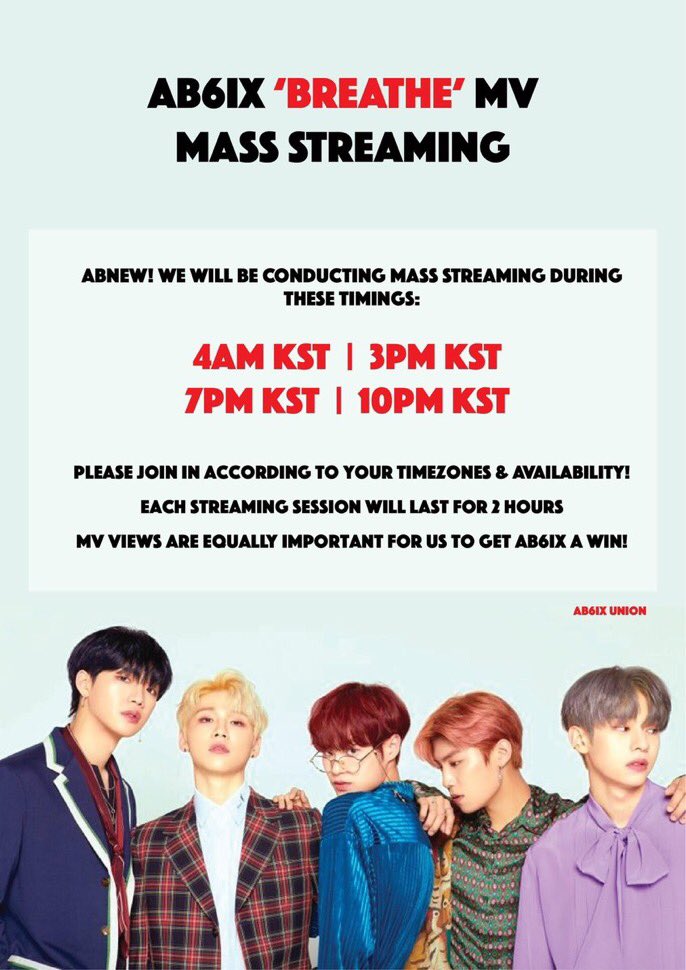 AB6ixBolivia's tweet photo. #STREAMING_PROJECT 

REPRODUCCIÓN MASIVA DEL MV BREATHE POR  AB6IX UNION 💫

Demostremos nuestro apoyo  #AB6IX reproduciendo su MV  #BREATHE !

🔗: https://t.co/lZe2XRkyWt

La reproducción masiva comienza mañana. 

[AB6IX BOLIVIA] https://t.co/HrTR407ySM