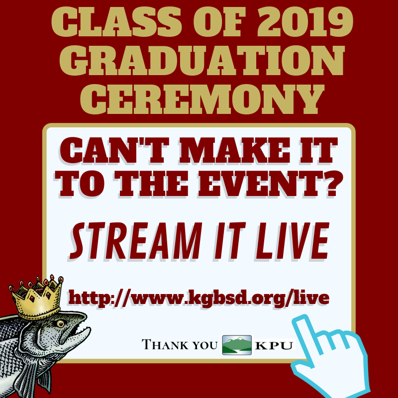 We know not everyone can make it to the Class of 2019's Graduation Ceremony on Sunday at 4:00 PM but we've got you covered. Stream it live at kgbsd.org/live

Thank you KPU for making this happen!