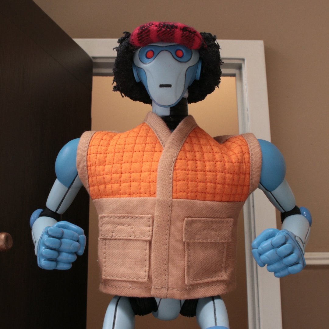 Does this vest make his fixed-size robot body look too fat? We're going for a slim figure. All-new episodes of #SuperMansion streaming free now @SonyCrackle!