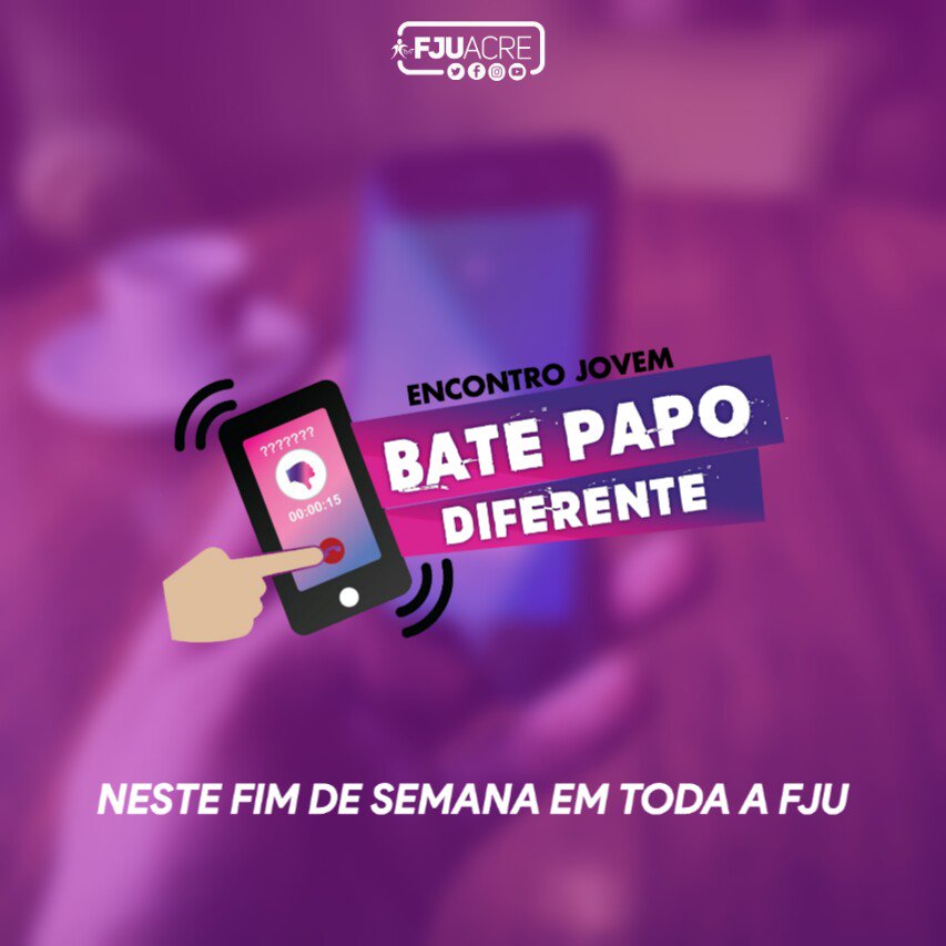 fjuacre's tweet photo. Hoje no Encontro Jovem "Bate Papo diferente". Na Rua Coronel Alexandrino, n 535, Bosque as 18h30 ou em uma Universal mais proxima! 
#FJU #SejaFeliz #VemPraFJU #EncontroJovem https://t.co/5G0kdvsX7y