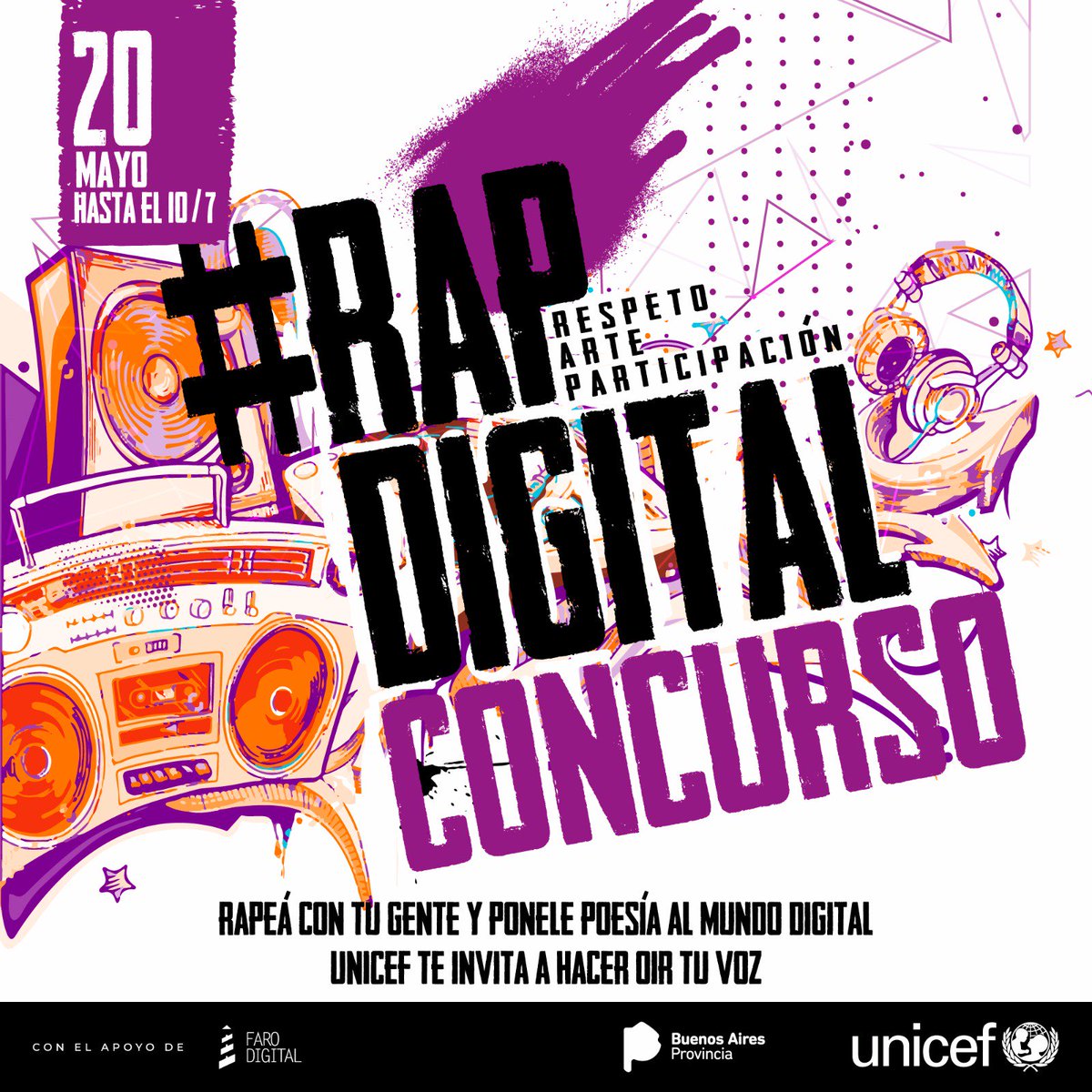 El respeto hacia los otros.
El arte como modo de expresión.
La participación y la voz de chicas y chicos.
Así construimos #convivenciadigital
Anotate y mandanos tu rap🎶
👉rap-digital.com