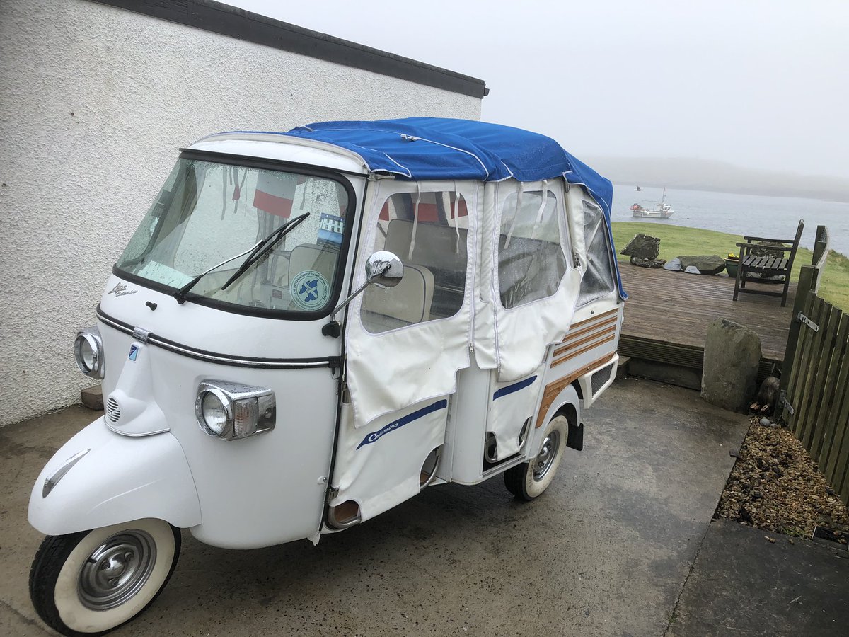 OrsayHouse's tweet photo. #postcardsfromportnahaven 
It's #FeisIle2019  Day 2 of Feis and the weather is 'Dreich' but it didn't stop @islaytuktuk going to @bruichladdich ready for tomorrow! 
 @thisisscotland #thisisislay @argyllsecretcoast  @islayblog  @ScotlandIsNow @WildArgyll @Islay_Jura @SpiritAndWood https://t.co/ZRKobLMXHB