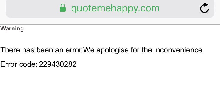 NHopwell's tweet photo. Hi @QMH_Help. Just trying to buy home insurance through both @comparethemkt and directly on the @Quotemehappy website and constantly getting the error message shown in the picture. 

Any ideas as wouldn’t want you to lose my business to the next company who are only £1 more 🤔 https://t.co/JWRRfXzRC4