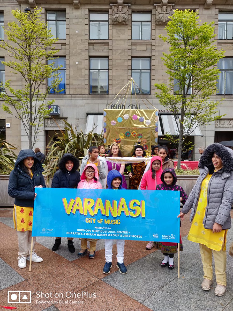 DudhopeCentre's tweet photo. Dudhope Multicultural Centre young people and their teachers at #dundeedesignparade today in the city centre. They build up a Shiva temple 😍 with recycled paper and CD and performed a new dance. https://t.co/cfCZHl3EuX