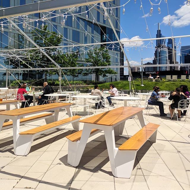 shiftmakes's tweet photo. Our Rambler picnic table pair well with a little @bendgoods at the #ciragreen roof deck in center City #philly. #mdw hotspot - the wind is cool and the sun is HOT. https://t.co/5o7AoKcoy0 https://t.co/MlwPryqk6N