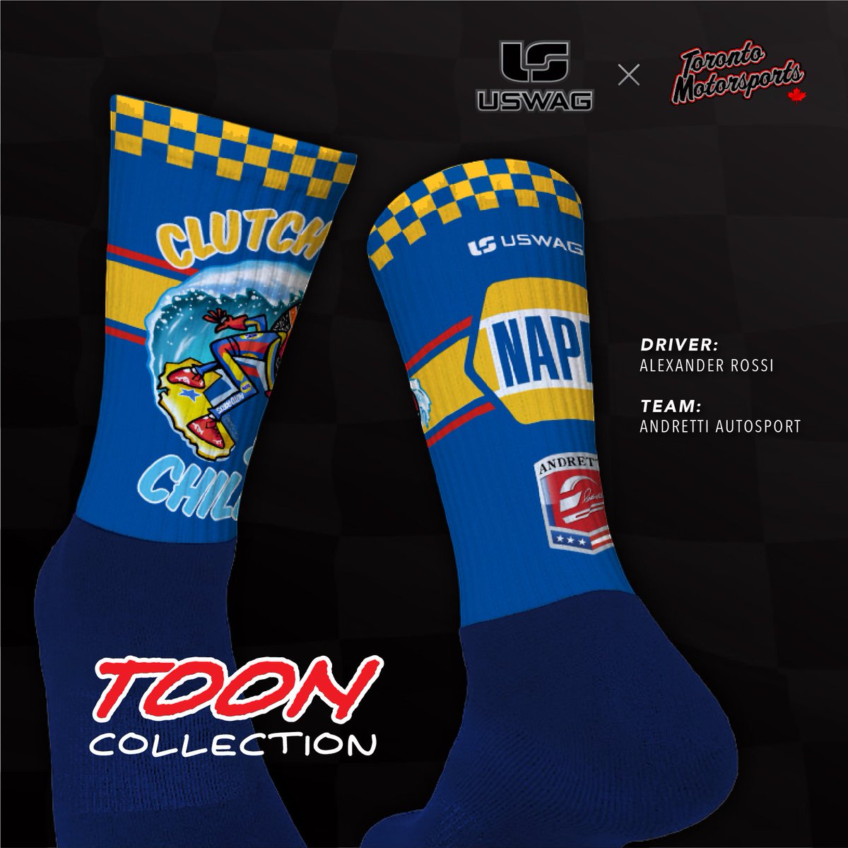CLUTCH and CHILL 🌊🤙🏁 in some <a href="/AlexanderRossi/">Alexander Rossi</a> @FollowAndretti #sockswag!

Pick them up today! <a href="/IMSMuseum/">IMS Museum 🏁</a> <a href="/ShopIndyCar/">Official IndyCar Merchandise</a>