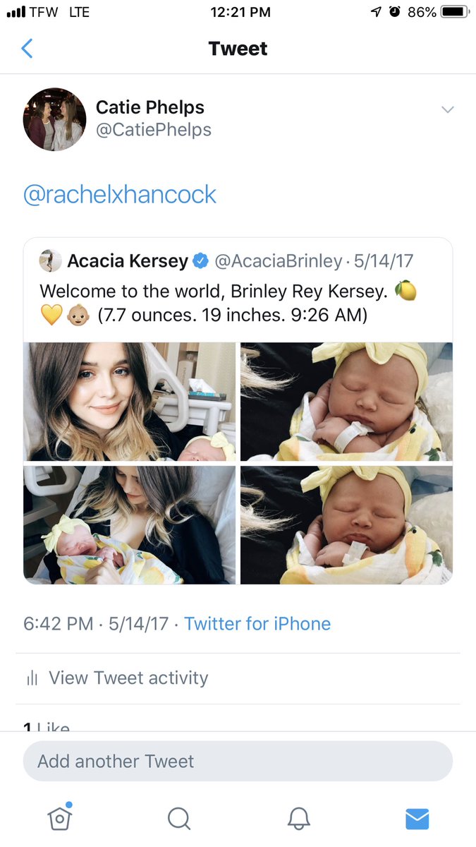 Just got back on Twitter and this was one of my last retweet’s 😭 Brinley was so small 😍 @AcaciaBrinley
